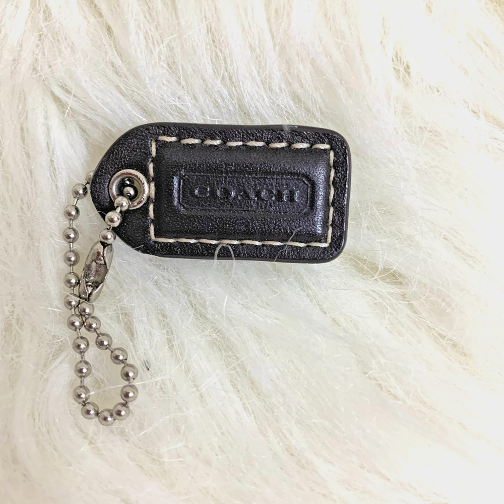 Authentic COACH Dark Brown Leather Mini Lozenge Hang Tag Purse Charm Fob H65